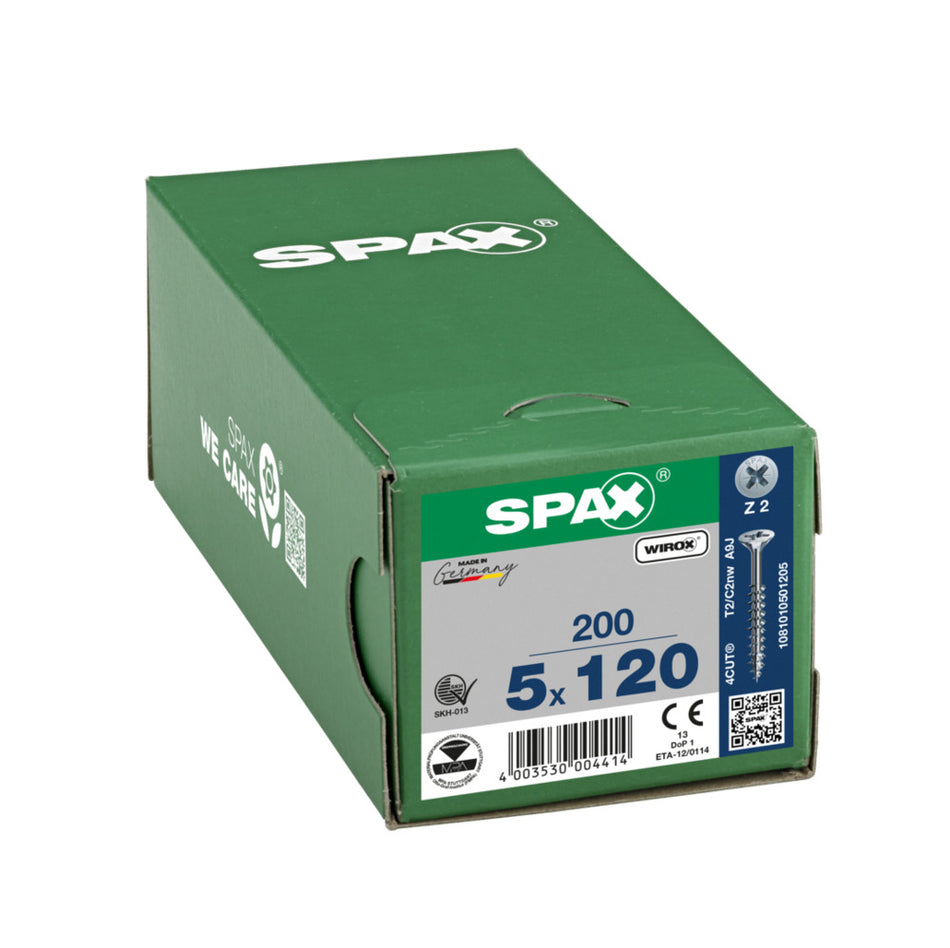 SPAX Universele Schroef Verzinkt VK 5x120mm Deeldraad PZ2 200st-918452