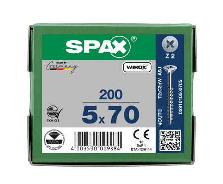 SPAX Universele Schroef Verzinkt VK 5x70mm Deeldraad PZ2 200st-918497