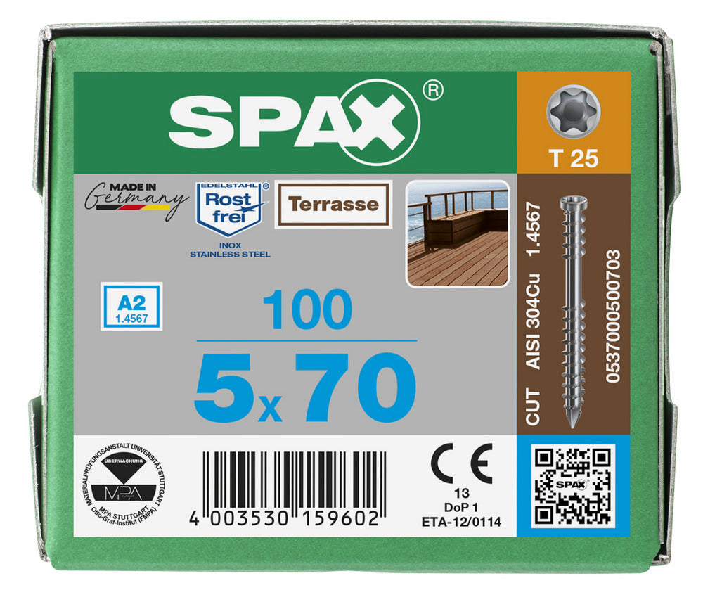 SPAX Terrasschroef RVS A2 CK 5mm T25-918567