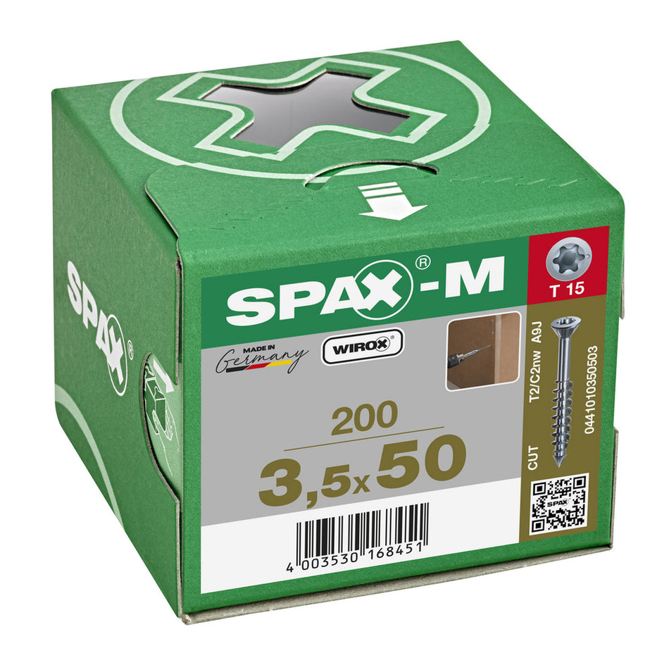 SPAX MDF Schroef Verzinkt VK Deeldraad 200st-918608