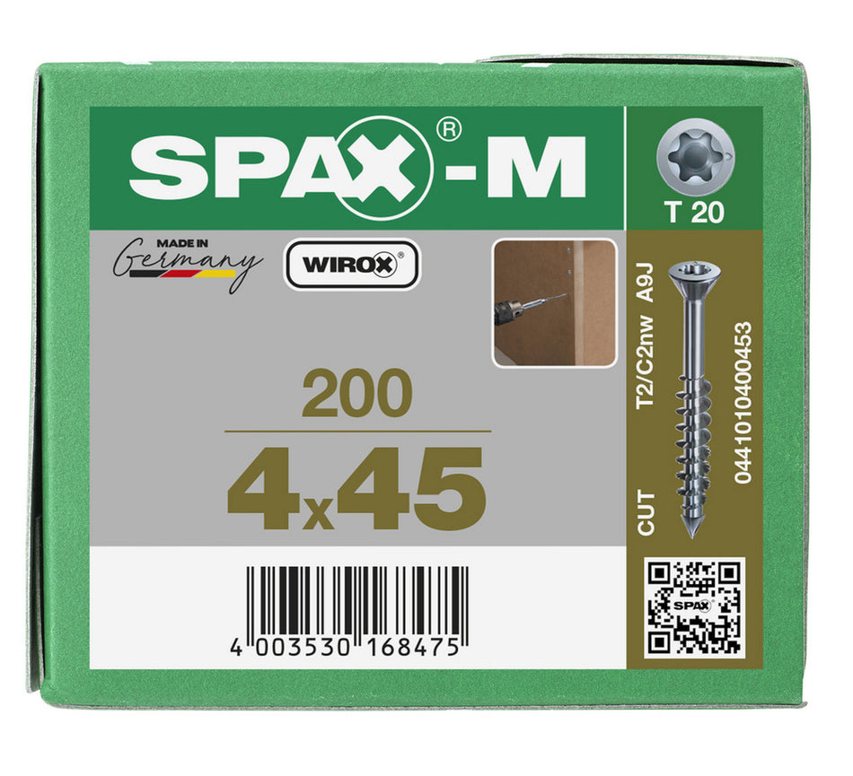 SPAX MDF Schroef Verzinkt VK Deeldraad 200st-918610