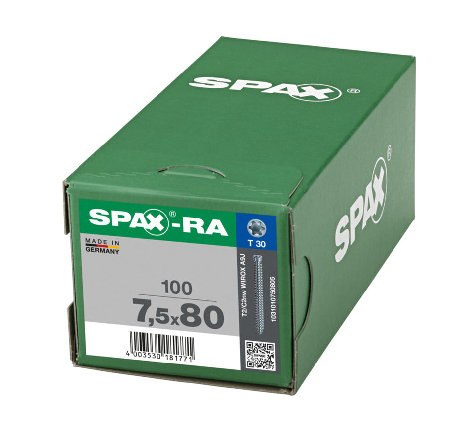 SPAX Kozijnschroef Verzinkt CK Voldraad 7,5mm T30 100st-918614