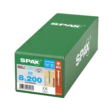 SPAX Tellerkopschroef RVS A2 DK 8mm Deeldraad T-STAR Plus T40 50st-918617
