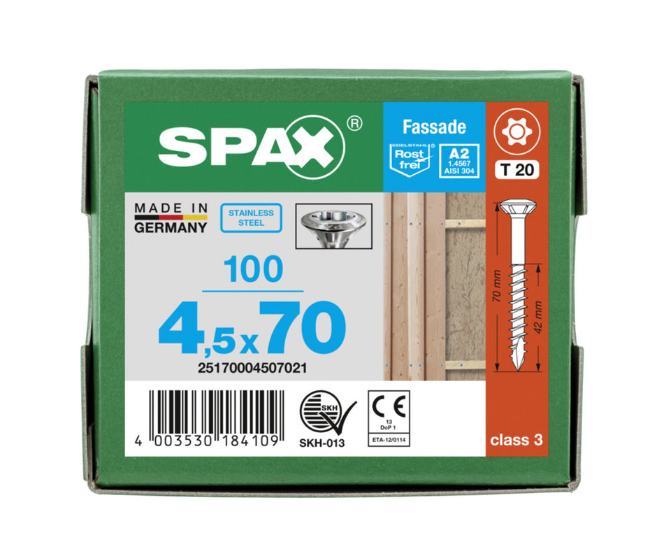SPAX Gevelschroef RVS A2 LK 4,5mm Deeldraad T-STAR Plus T20-918620