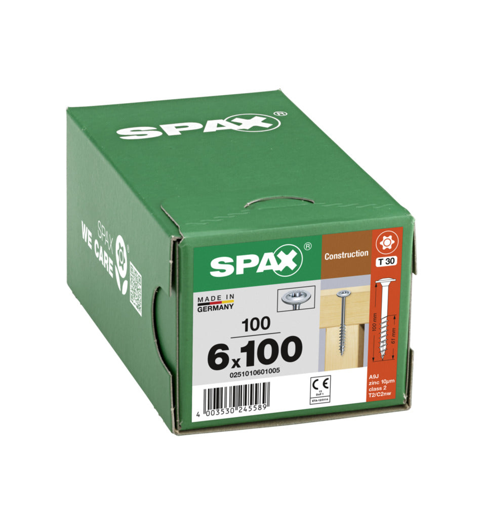 SPAX Tellerkopschroef Verzinkt DK 8mm Deeldraad T3 100st-918629