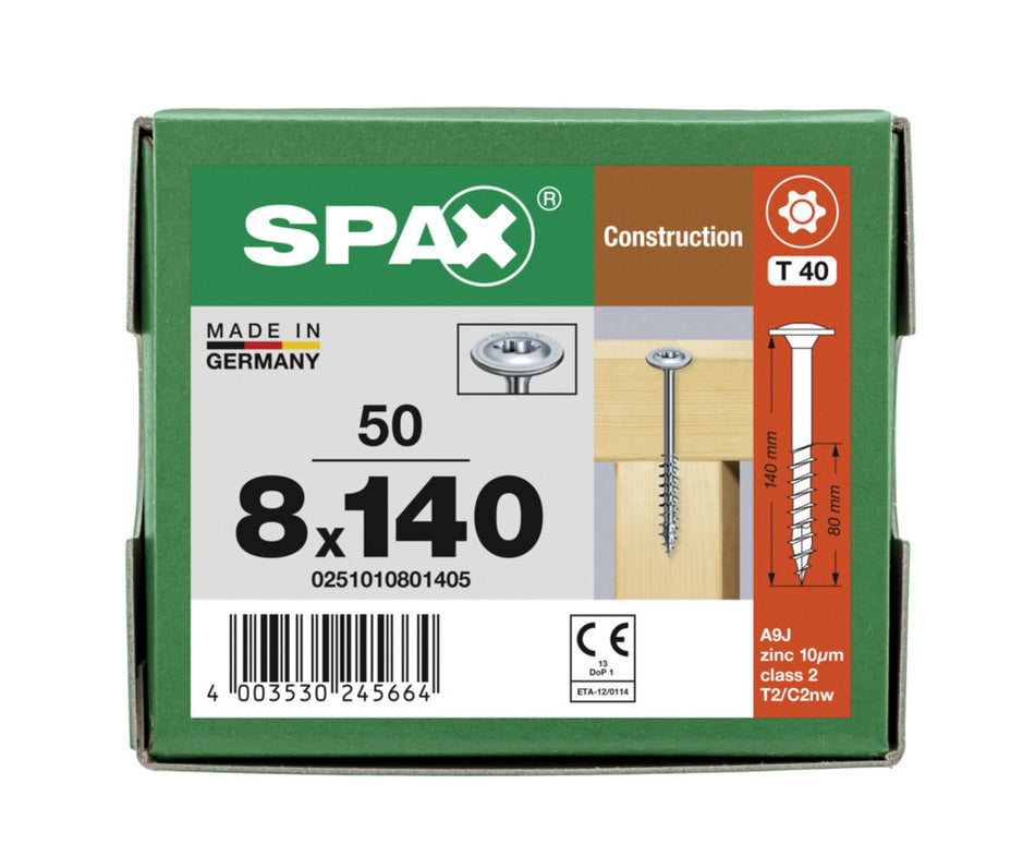 SPAX Tellerkopschroef Verzinkt DK 8mm Deeldraad T40 50st-918633