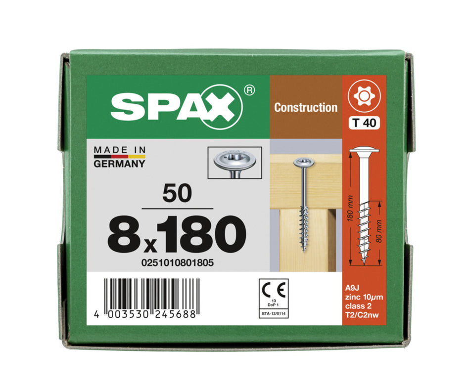 SPAX Tellerkopschroef Verzinkt DK 8mm Deeldraad T40 50st-918635