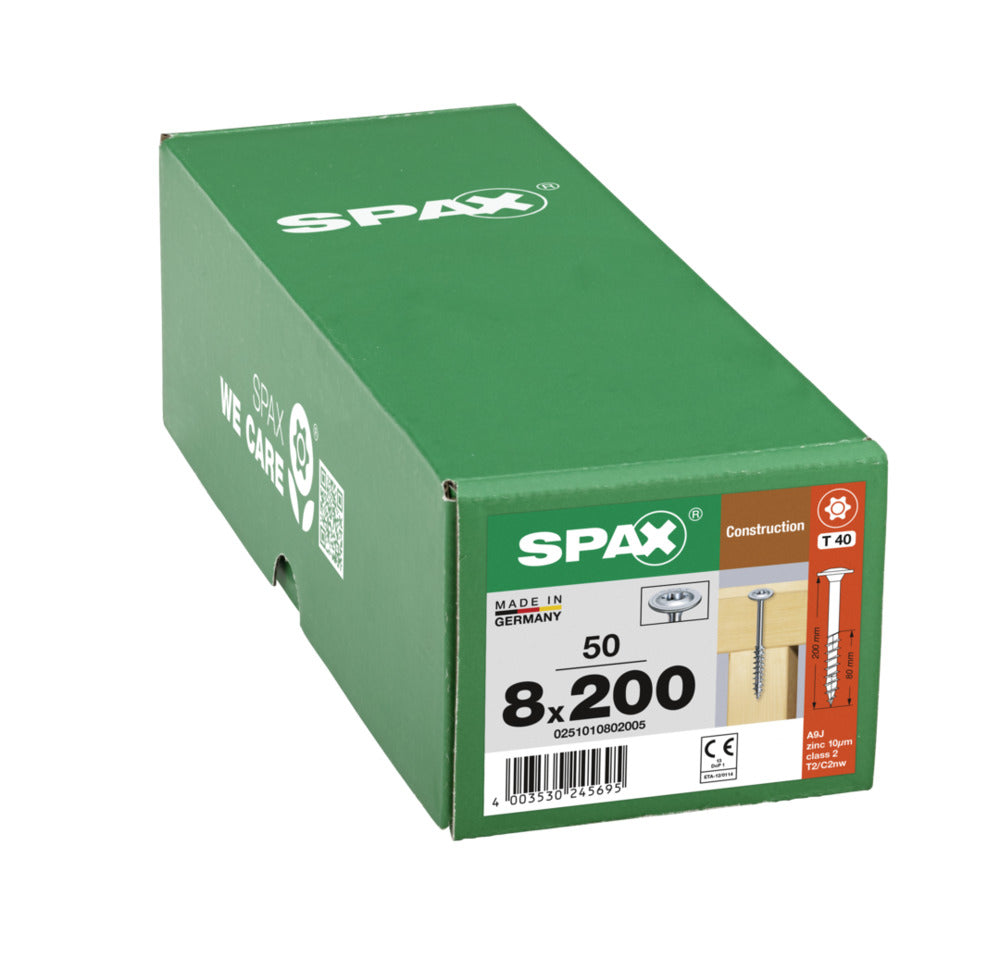 SPAX Tellerkopschroef Verzinkt DK 8mm Deeldraad T40 50st-918636