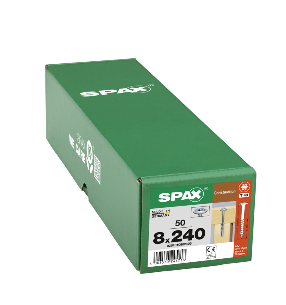 SPAX Tellerkopschroef Verzinkt DK 8mm Deeldraad T40 50st-918637
