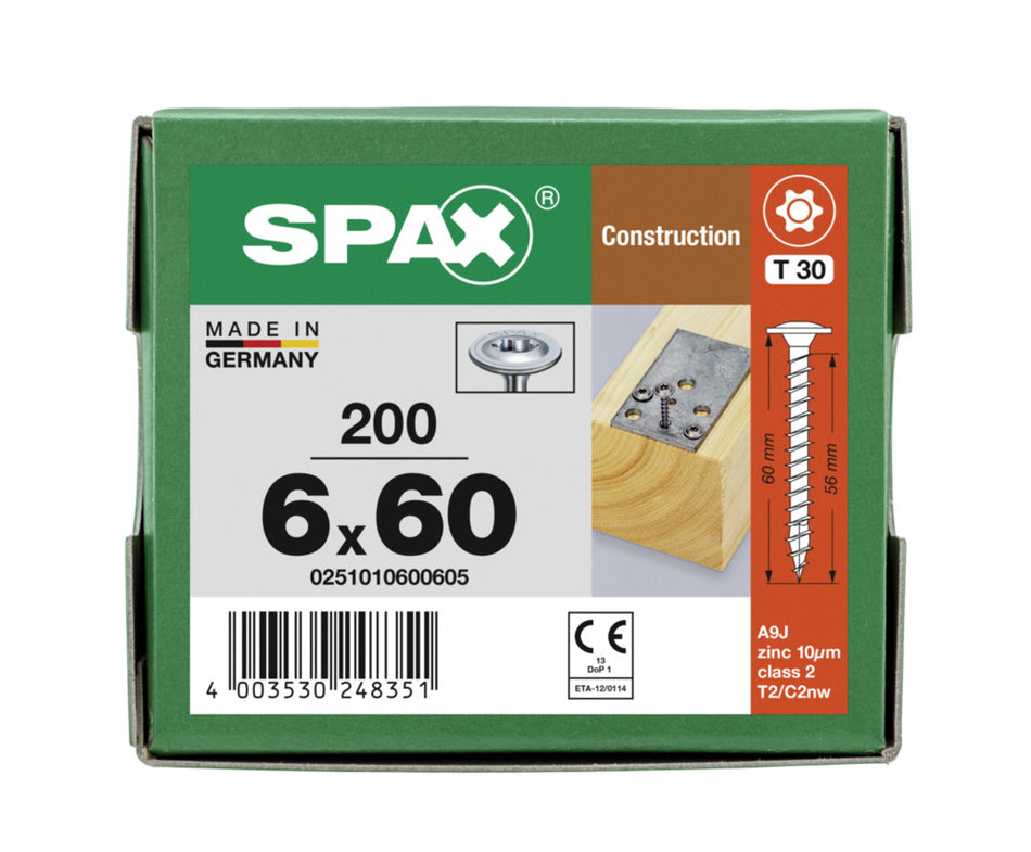 SPAX Tellerkopschroef Verzinkt DK 6mm Voldraad T30-918638