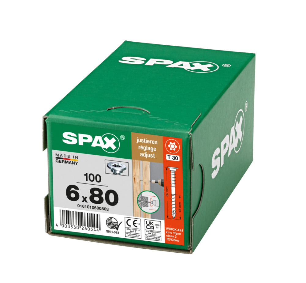 SPAX Stelschroef Verzinkt PK 6mm Deeldraad T-STAR Plus T30 100st-918647