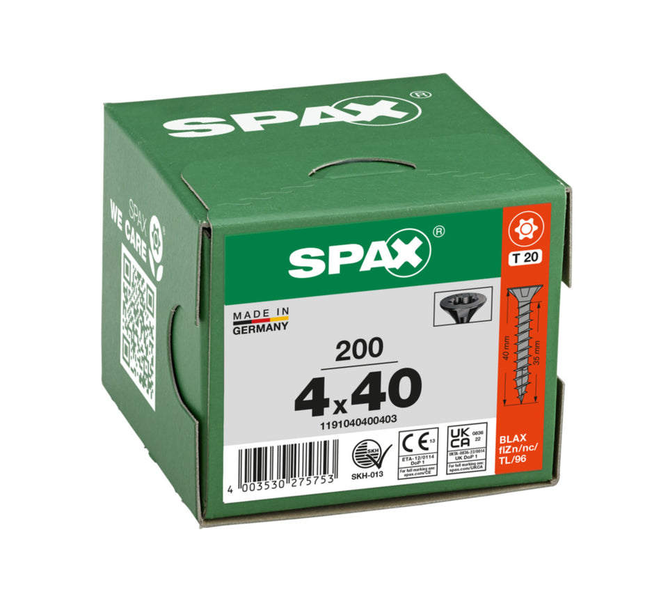 SPAX Universele Schroef Verzinkt VK Voldraad Zwart T20 200st-918654