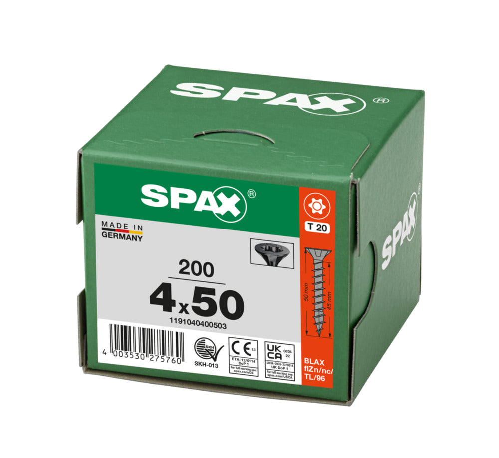 SPAX Universele Schroef Verzinkt VK Voldraad Zwart T20 200st-918655