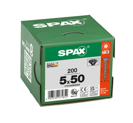 SPAX Universele Schroef Verzinkt VK Voldraad Zwart T20 200st-918657