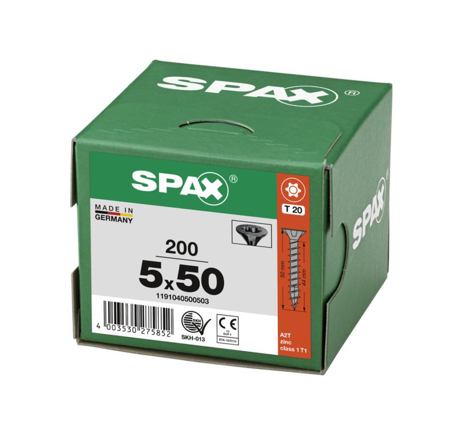 SPAX Universele Schroef Verzinkt VK Voldraad Zwart T20 200st-918657