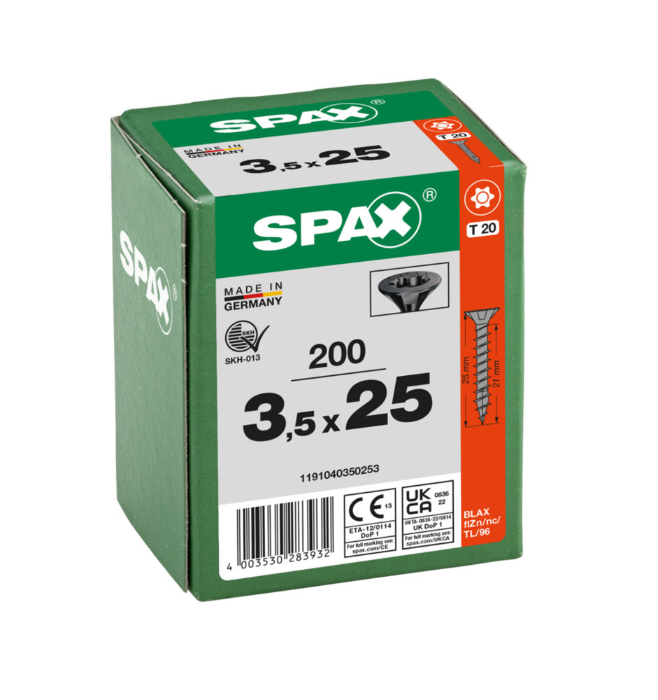 SPAX Universele Schroef Verzinkt VK Voldraad Zwart T20 200st-921986