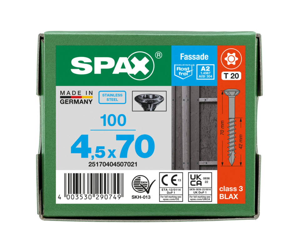 SPAX Gevelschroef RVS A2 VK Deeldraad Zwart T20-921989