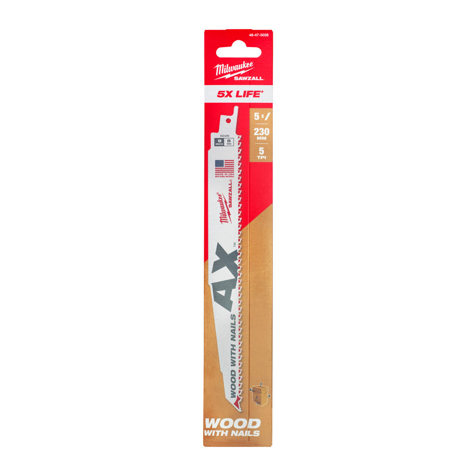 Milwaukee Reciprozaagblad Sawzall Hout AX 5-Tpi 5st-927752
