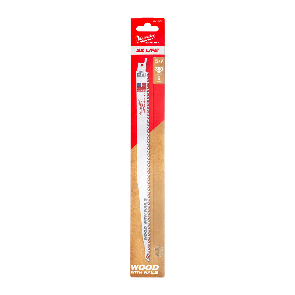 Milwaukee Reciprozaagblad Sawzall Hout Thin Kerf 5-Tpi 5st-927756