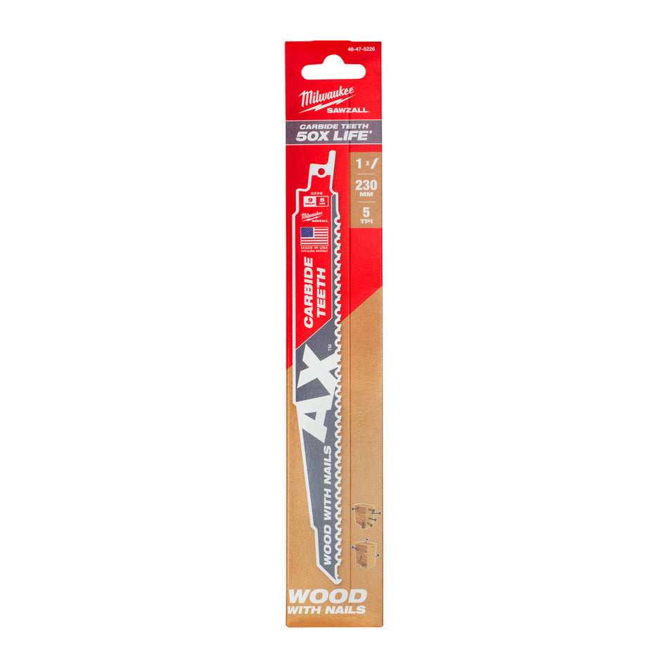 Milwaukee Reciprozaagblad Sawzall hout The AX Carbide 230mm 5-Tpi-927766