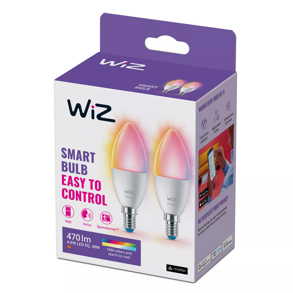 WiZ Led Kaarslamp E14 40W Mat 2st-933056