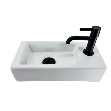 L'Aqua Fonteinset Antwerpen Keramiek Wit en Mat Zwart 36x18x9cm-940544